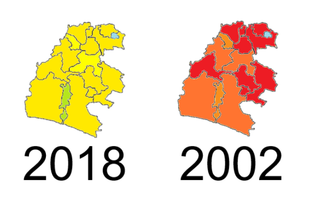 Eine Deutschlandkarte mit in Gelb, Rot und Orange hervorgehobenen Bundesländern auf einem weißen Hintergrund mit Text.