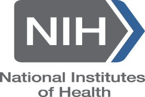 Das Logo des National Institutes of Health (NIH) zeigt einen blauen Kreis mit einer weißen Umrandung und einen weißen Stern in der Mitte, umgeben von der weißen, fetten, modernen Schrift 'NIH' auf einem blauen Hintergrund.